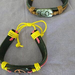 Leather sliding knot bracelets that say PEACE - Brand NEW - UNISEX
